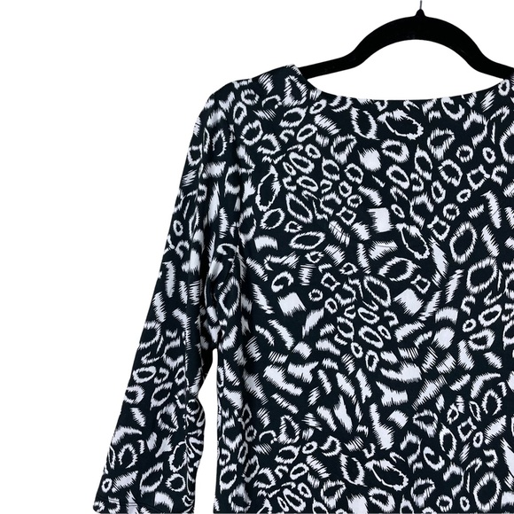 NWT Carrè Noir Quarter-Zip Pull-Over Cheetah Black White Spandex 3/4-Sleeve S/P - Picture 13 of 16